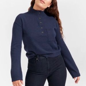 Everlane ReCashmere Button Mock Neck Cashmere Sweater